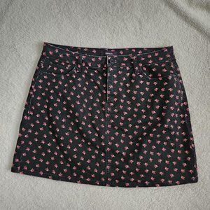 Forever 21 Black Rose Denim Mini Skirt